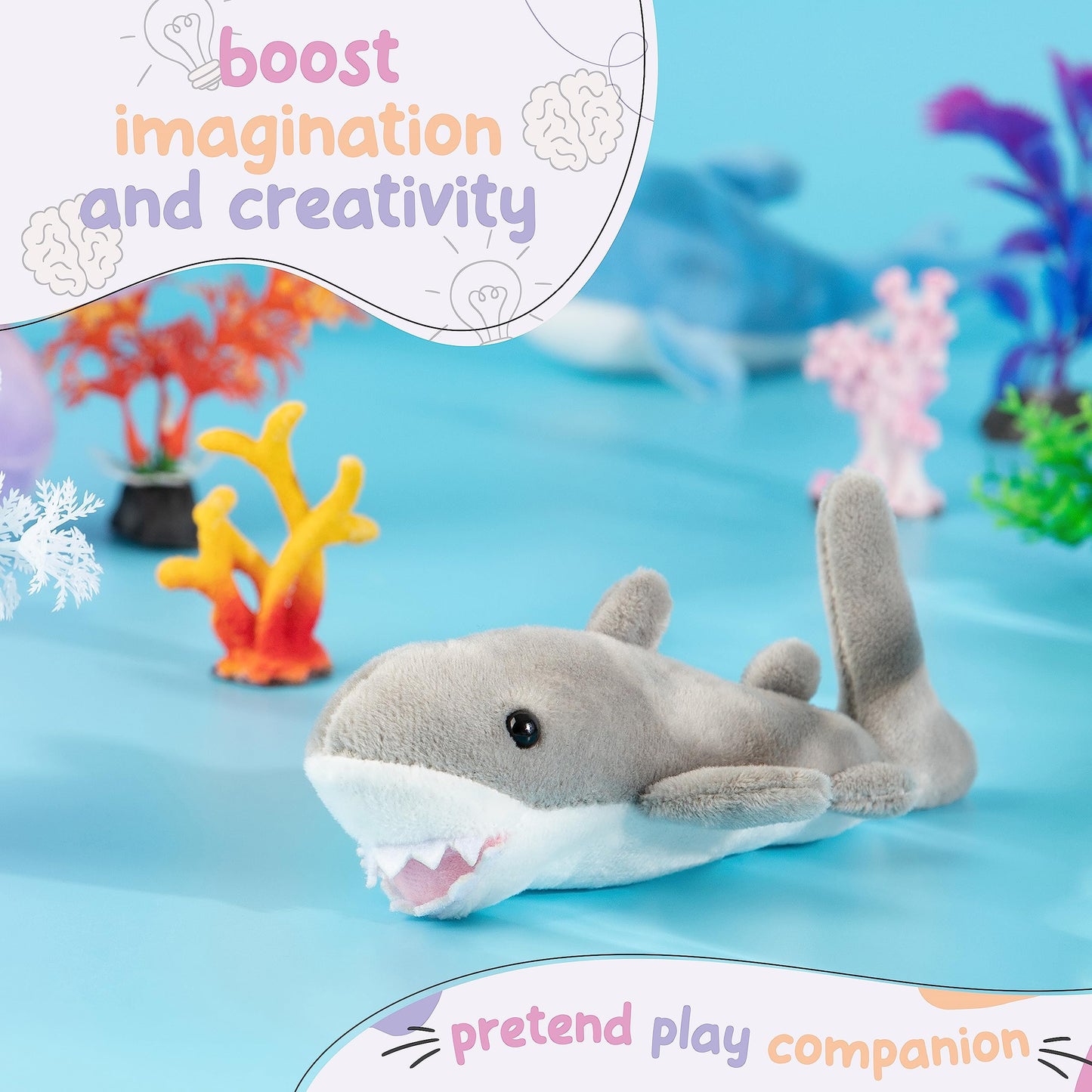 Forest & Twelfth Stuffed Shark Mini Plush – Pocket-Sized Ocean Buddy for Kids
