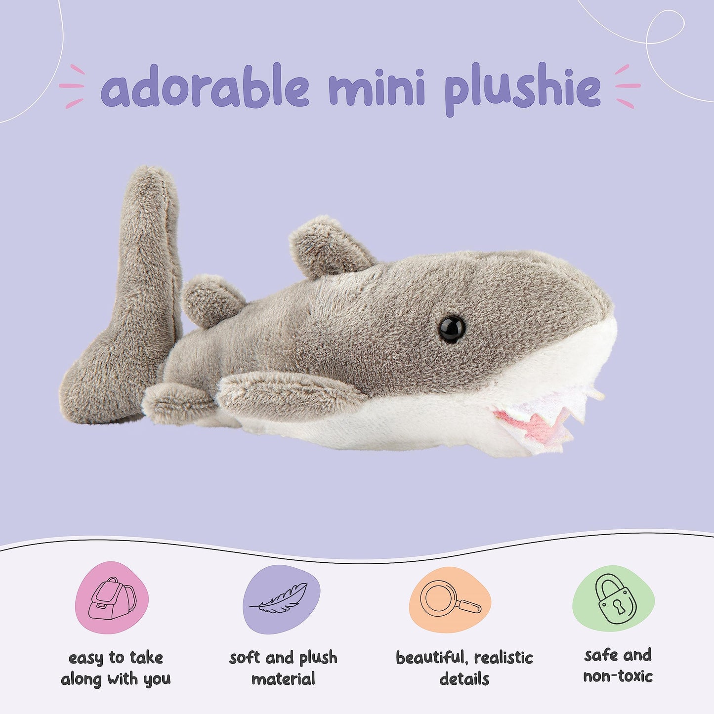 Forest & Twelfth Stuffed Shark Mini Plush – Pocket-Sized Ocean Buddy for Kids