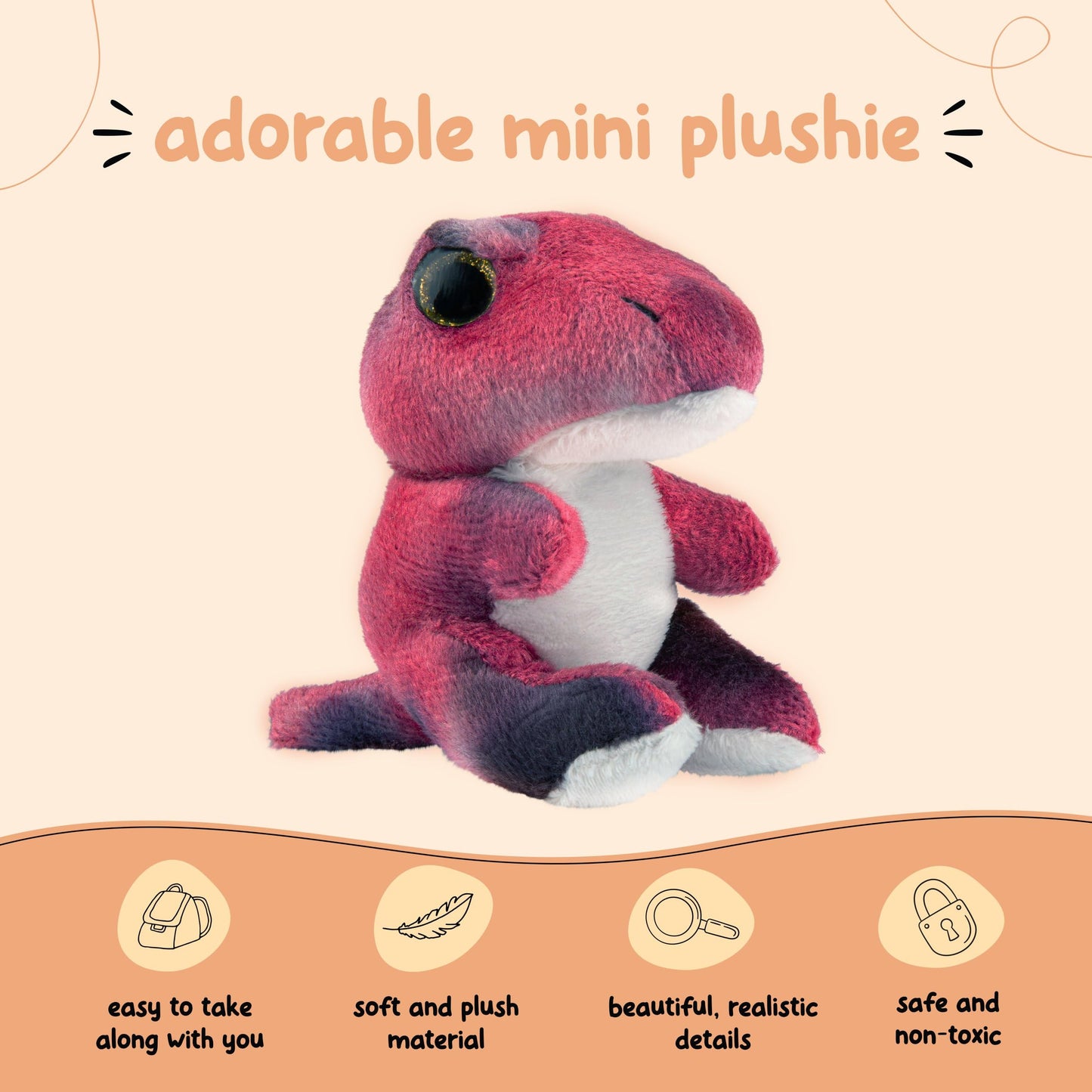 Forest & Twelfth Stuffed T-Rex Mini Plush | Pocket-Sized Dino Toy for Kids