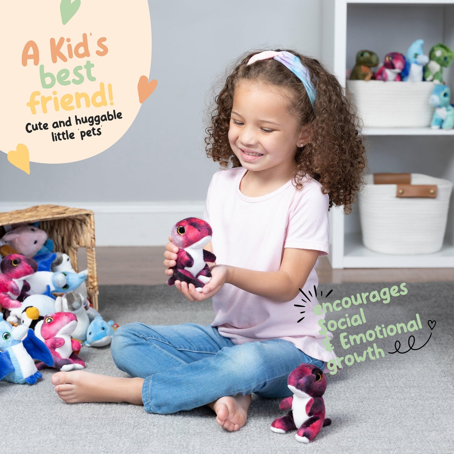 Forest & Twelfth Stuffed T-Rex Mini Plush | Pocket-Sized Dino Toy for Kids