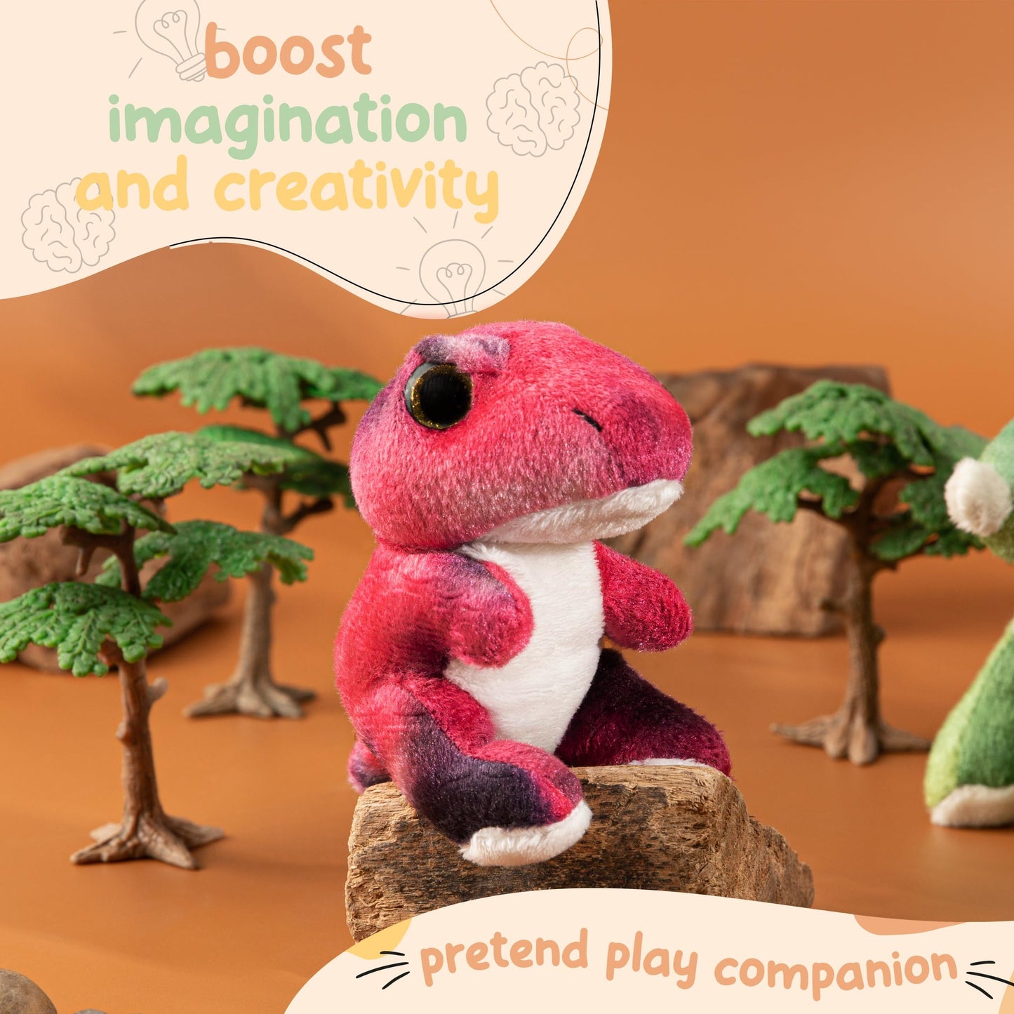 Forest & Twelfth Stuffed T-Rex Mini Plush | Pocket-Sized Dino Toy for Kids