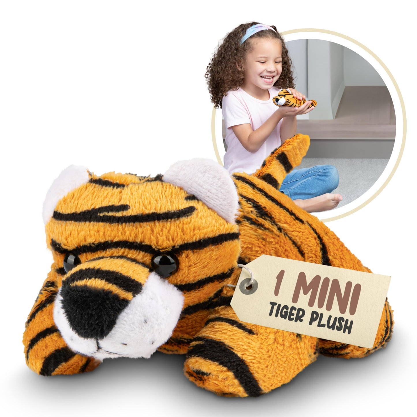 Forest & Twelfth 4" Stuffed Tiger – Mini Plush for Kids, Party Favors & Goody Bags