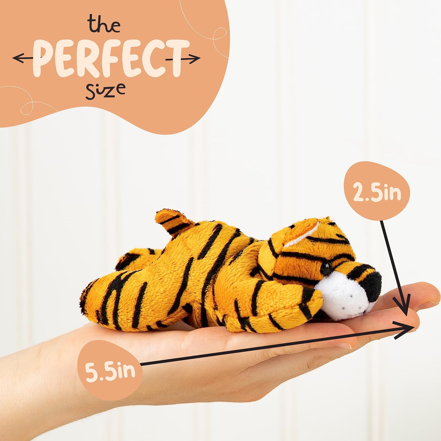 Forest & Twelfth 4" Stuffed Tiger – Mini Plush for Kids, Party Favors & Goody Bags