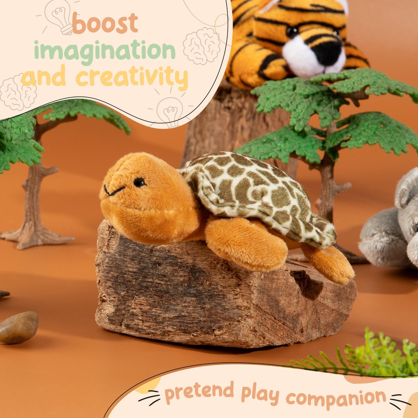 Forest & Twelfth Stuffed Tortoise – Mini Plush Toy for Kids & Party Favors