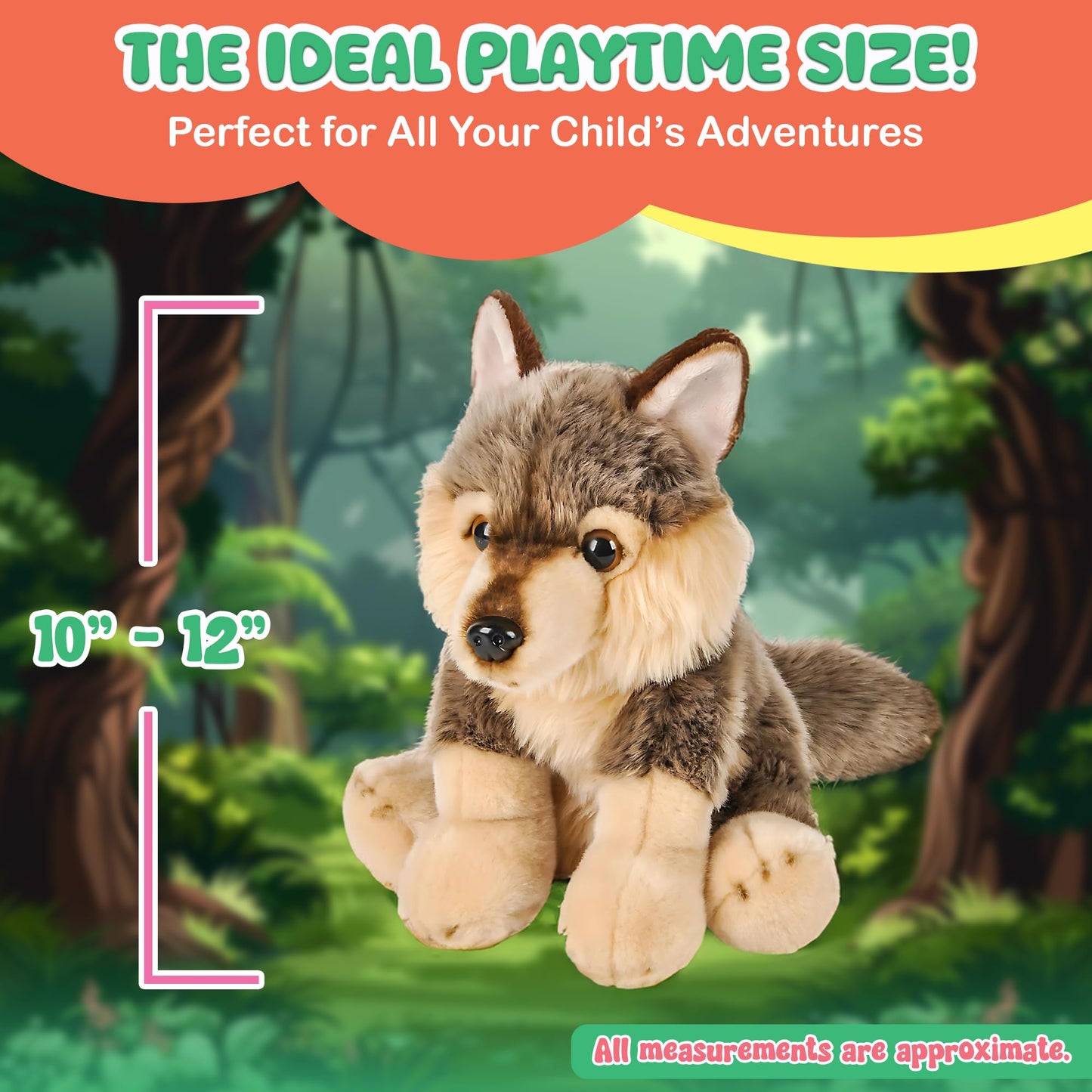 Forest & Twelfth 12in Stuffed Wolf Plush – Heirloom Collection, Premium Materials