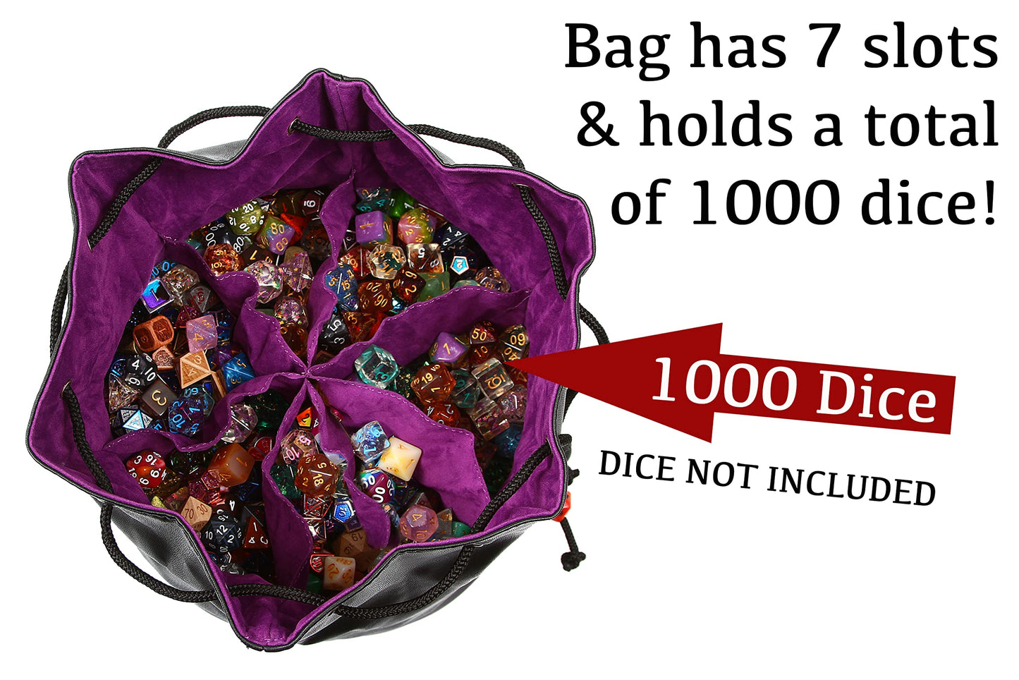 Forged Dice Co. Pouch of The Endless Hoard Dice Bag — Holds 1,000+ Dice | 7 Pockets | Rainbow Dragon Skin