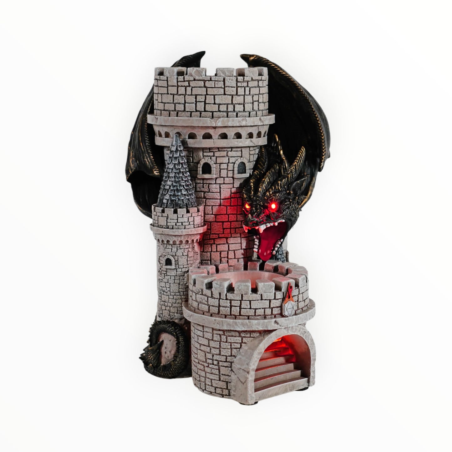 Forged Dice Co. Dragon’s Keep Dice Tower — LED Castle Dice Tower for DND, D&D 5e & RPG (Black)