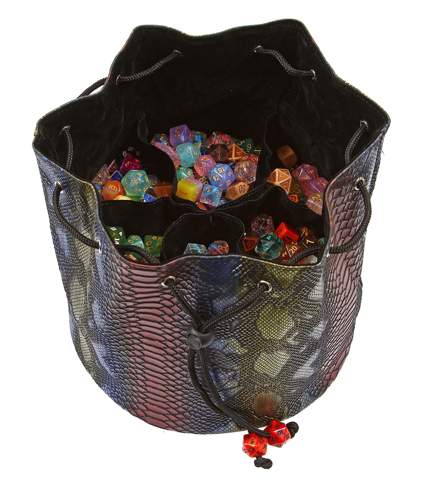 Forged Dice Co. Pouch of The Endless Hoard Dice Bag — Holds 1,000+ Dice | 7 Pockets | Rainbow Dragon Skin