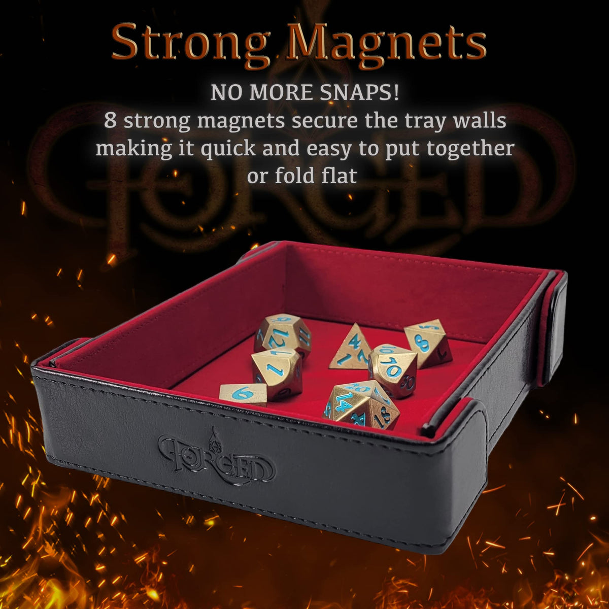 Forged Dice Co. 6 Inch Magnetic Folding Dice Tray – Red | Portable DND Dice Tray for RPGs