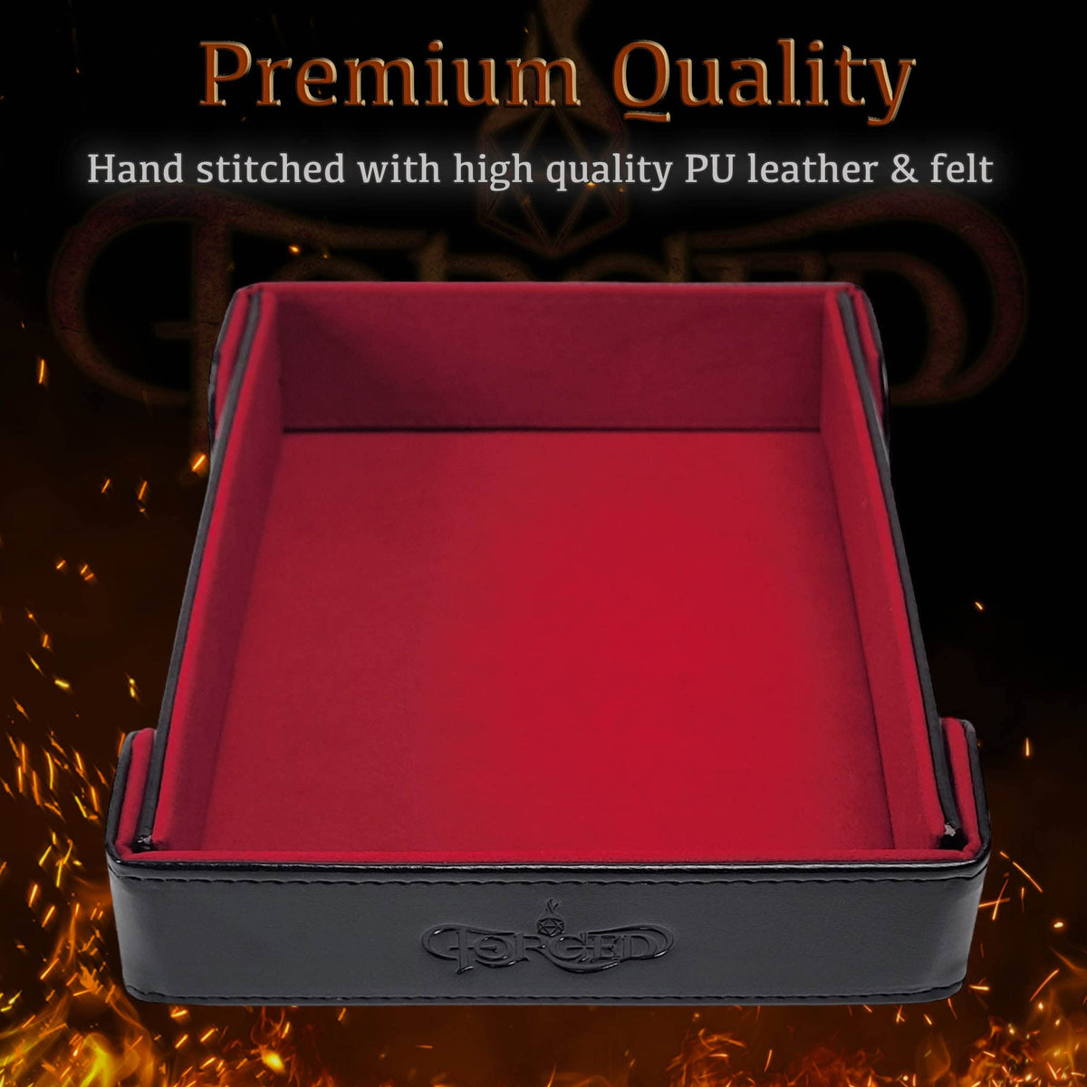 Forged Dice Co. 6 Inch Magnetic Folding Dice Tray – Red | Portable DND Dice Tray for RPGs