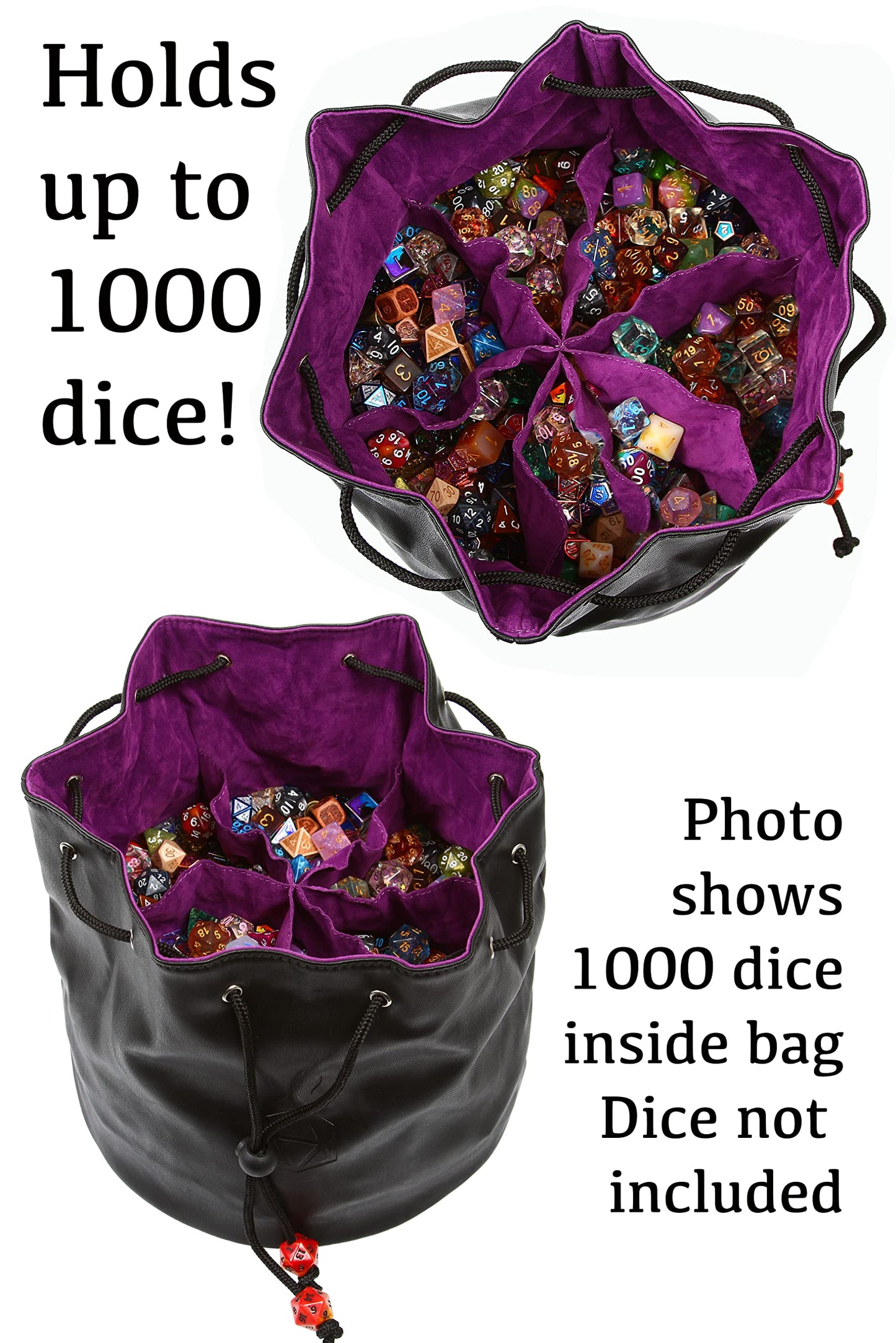 Forged Dice Co. Pouch of The Endless Hoard Dice Bag — Holds 1,000+ Dice | 7 Pockets | Rainbow Dragon Skin