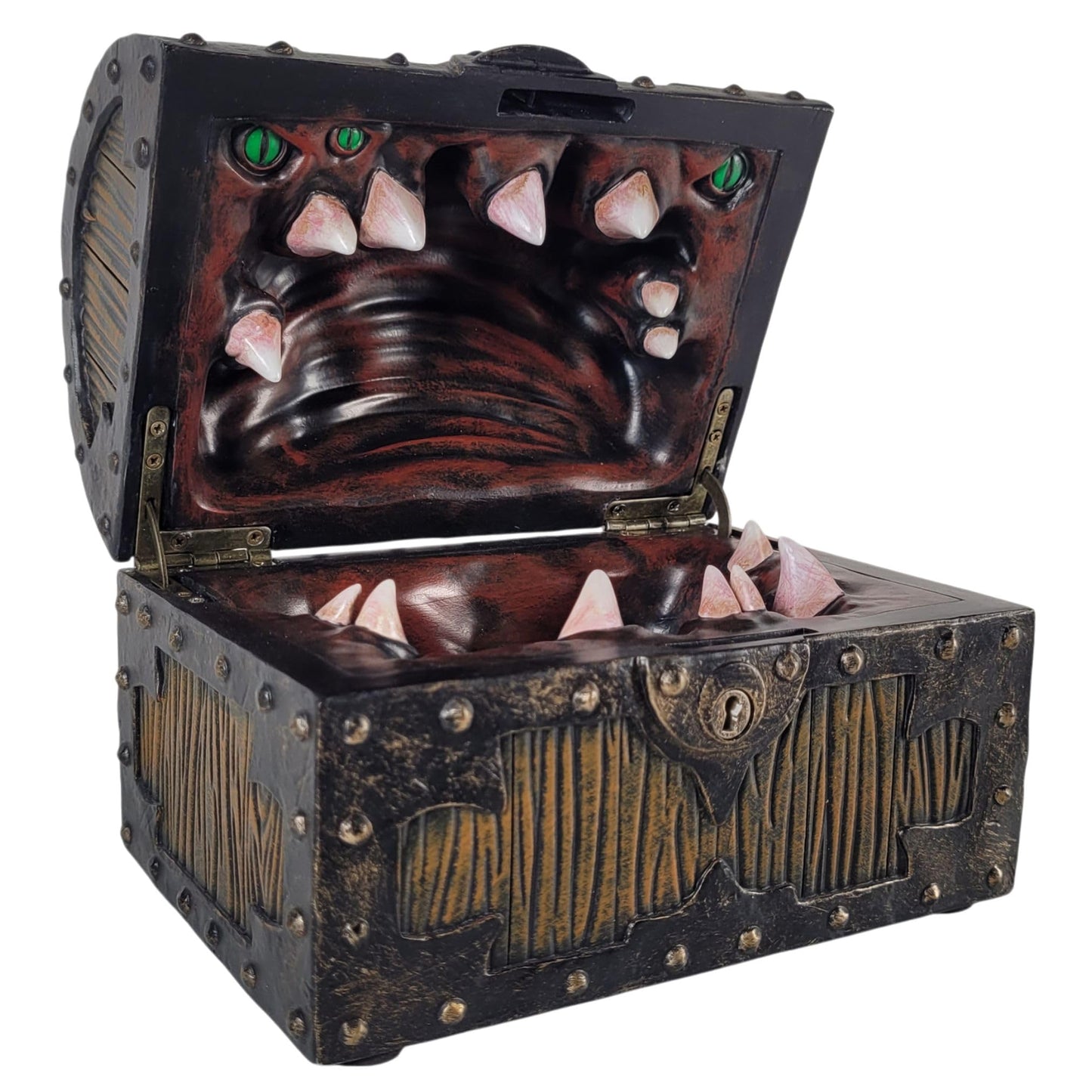 Forged Dice Co. Large Mimic Chest Dice Box with Lock – Fits 35 Dice or 5 Sets
