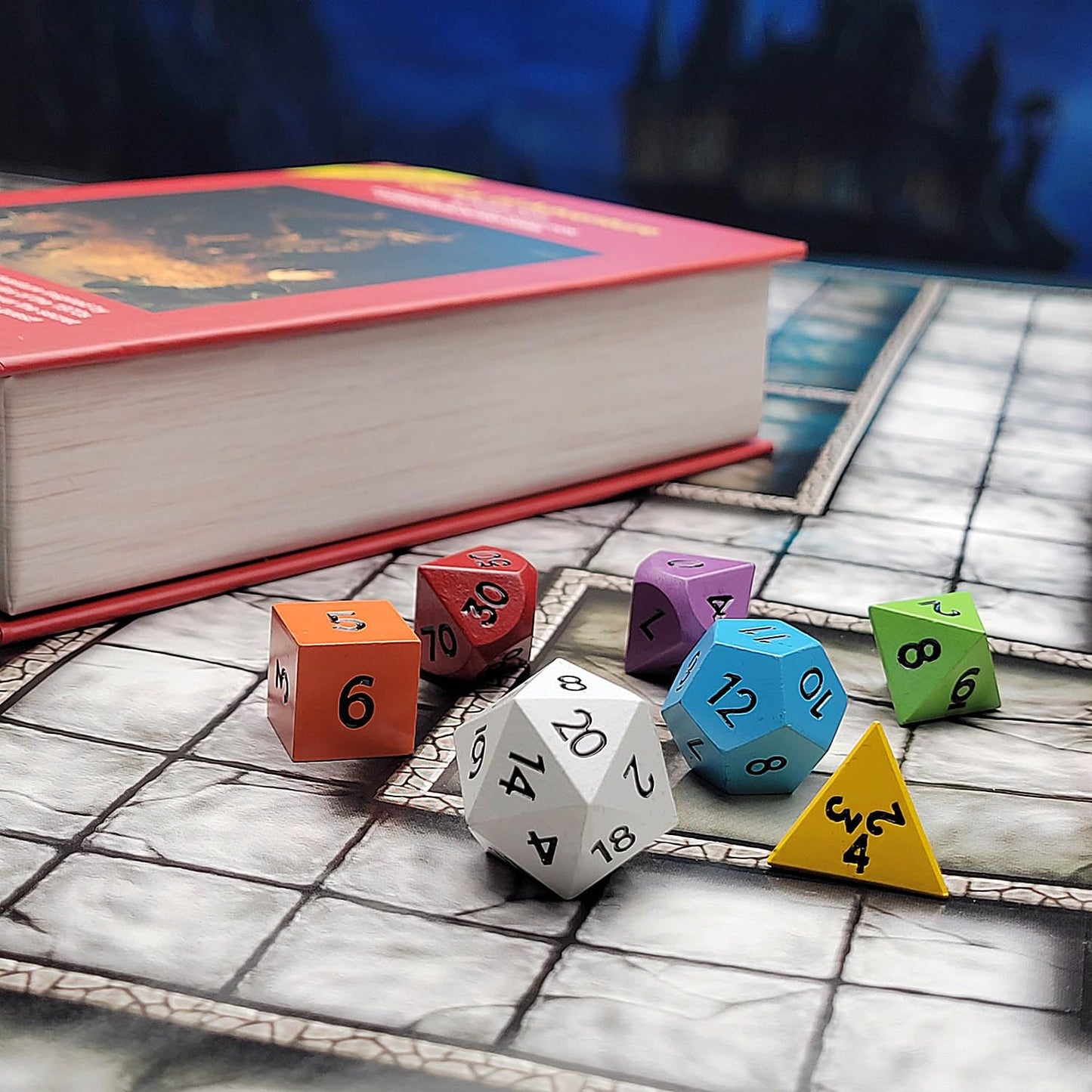 Forged Dice Co. Legacy of Adventure: 7-Piece Retro Metal RPG Dice Set + Adventure Module
