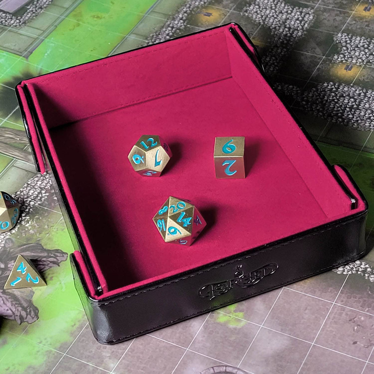Forged Dice Co. 6 Inch Magnetic Folding Dice Tray – Red | Portable DND Dice Tray for RPGs