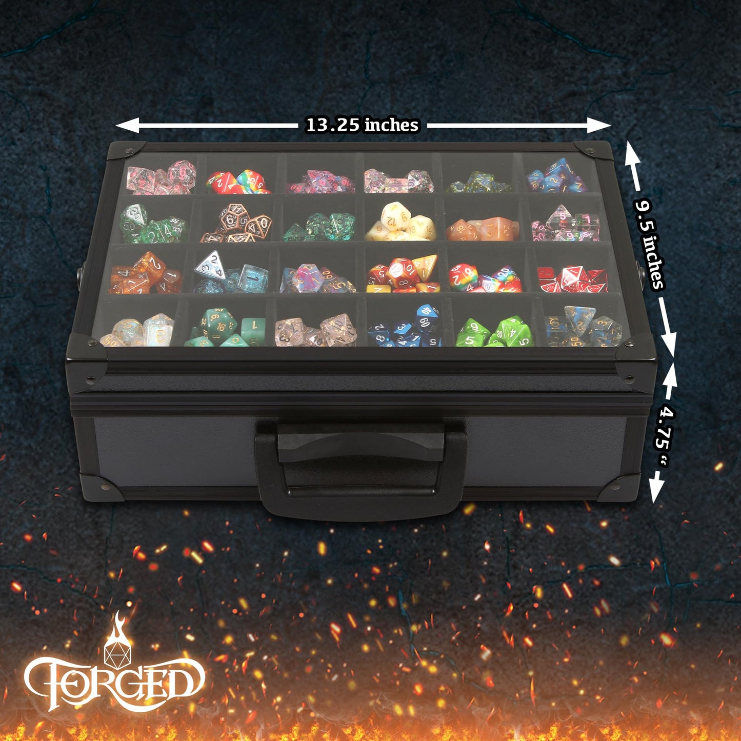Forged Dice Co. Dice Display Case & Rolling Tray — Holds 720 Dice (3 Removable Trays)