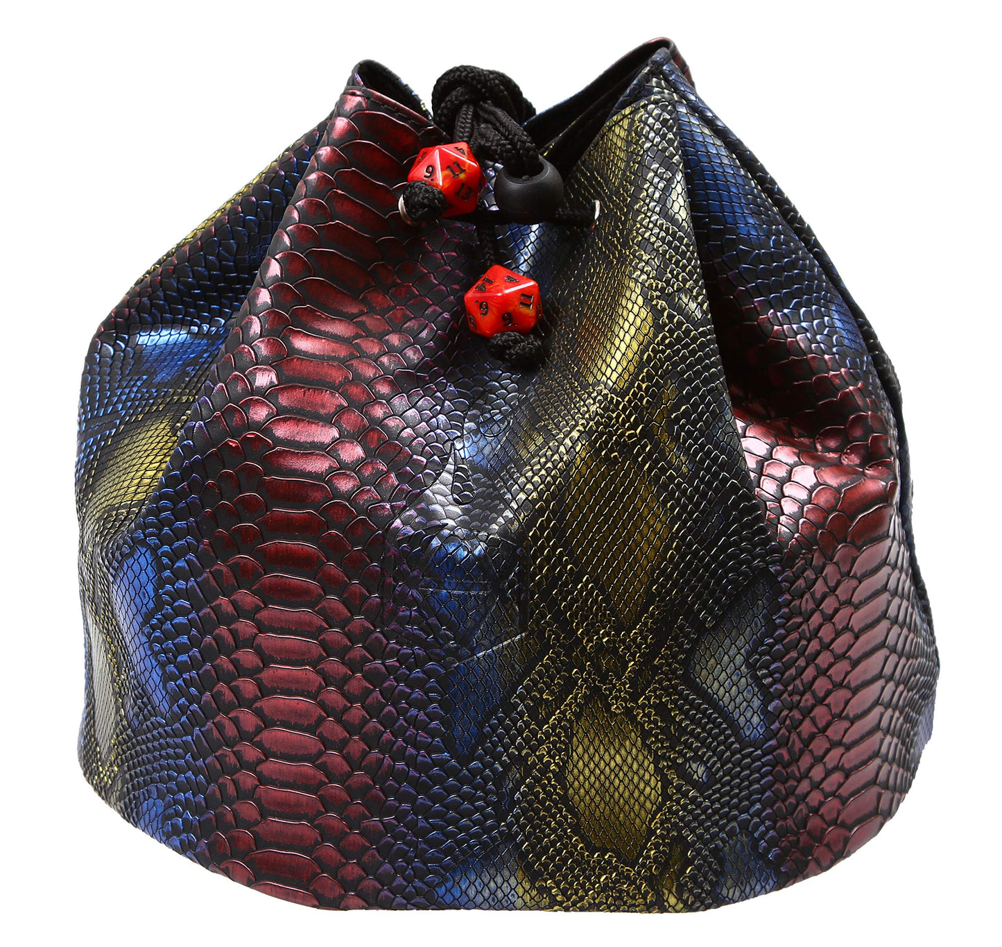 Forged Dice Co. Pouch of The Endless Hoard Dice Bag — Holds 1,000+ Dice | 7 Pockets | Rainbow Dragon Skin