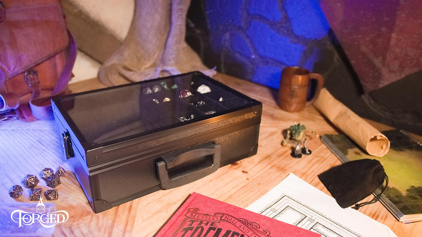 Forged Dice Co. Dice Display Case & Rolling Tray — Holds 720 Dice (3 Removable Trays)