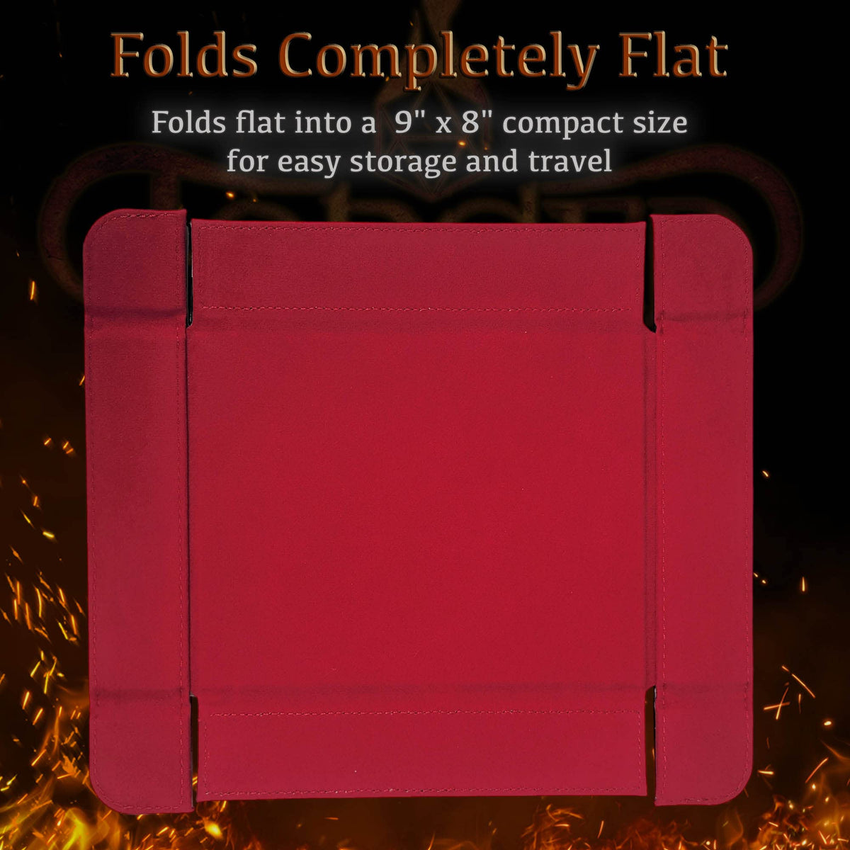 Forged Dice Co. 6 Inch Magnetic Folding Dice Tray – Red | Portable DND Dice Tray for RPGs