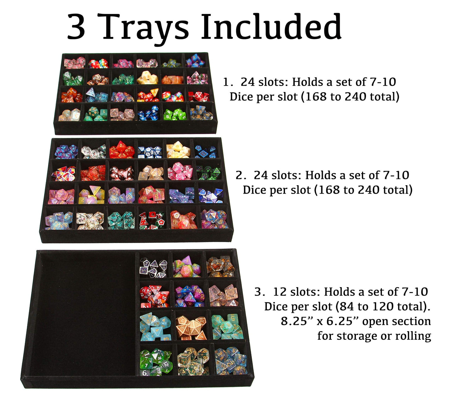 Forged Dice Co. Dice Display Case & Rolling Tray — Holds 720 Dice (3 Removable Trays)