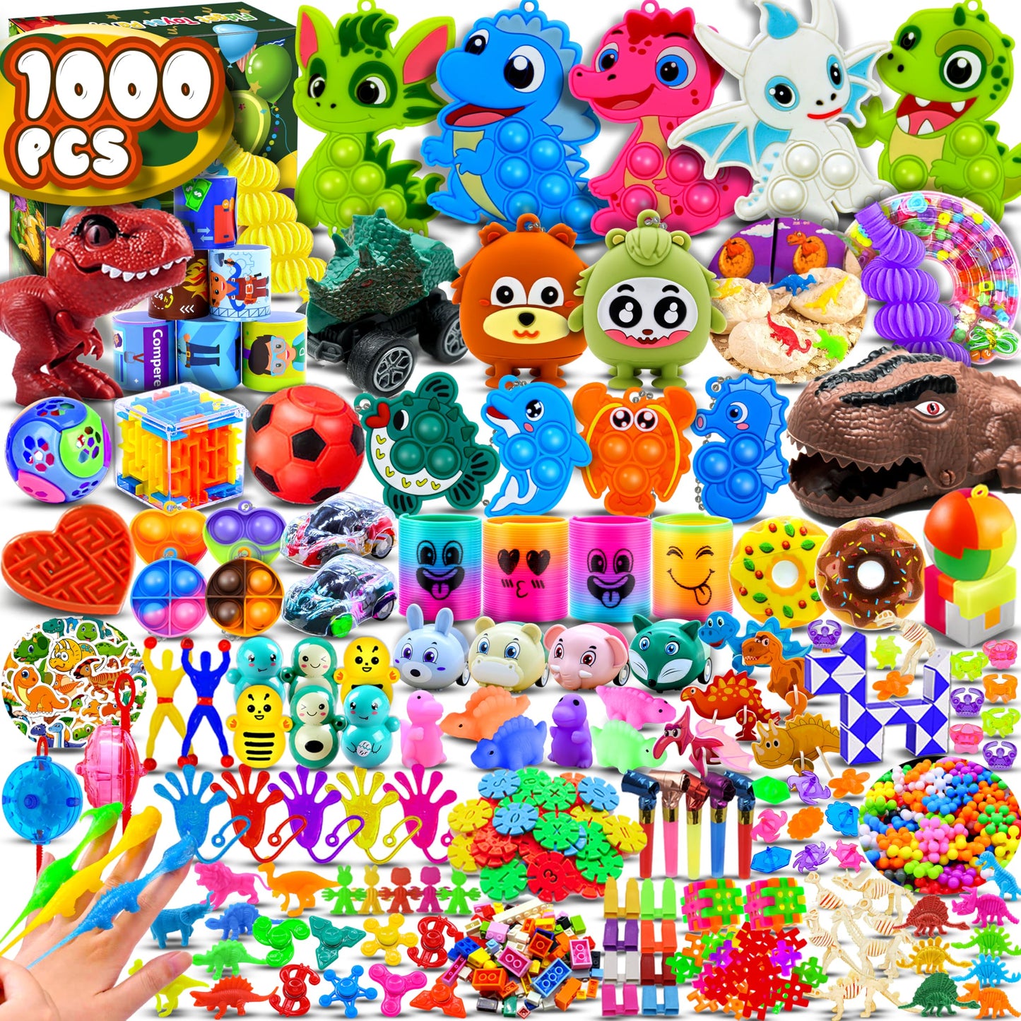 FORLINX 1000pcs Party Favors for Kids – Fidget Toys Bulk Pack & Classroom Rewards