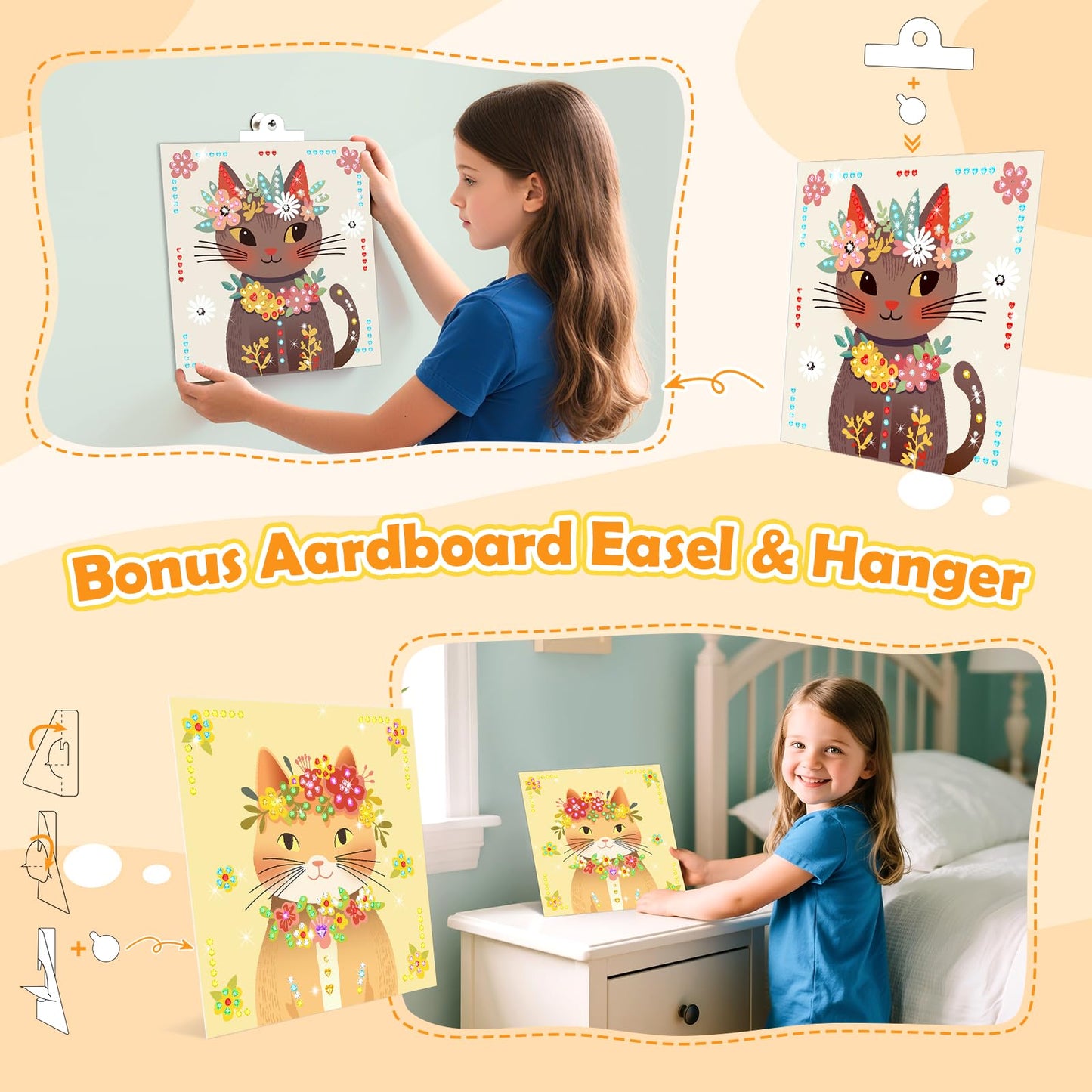 Fortand Gem Art Sticker Kit Unicorn Princess 8 Theme Diamond Art for Kids 4-12