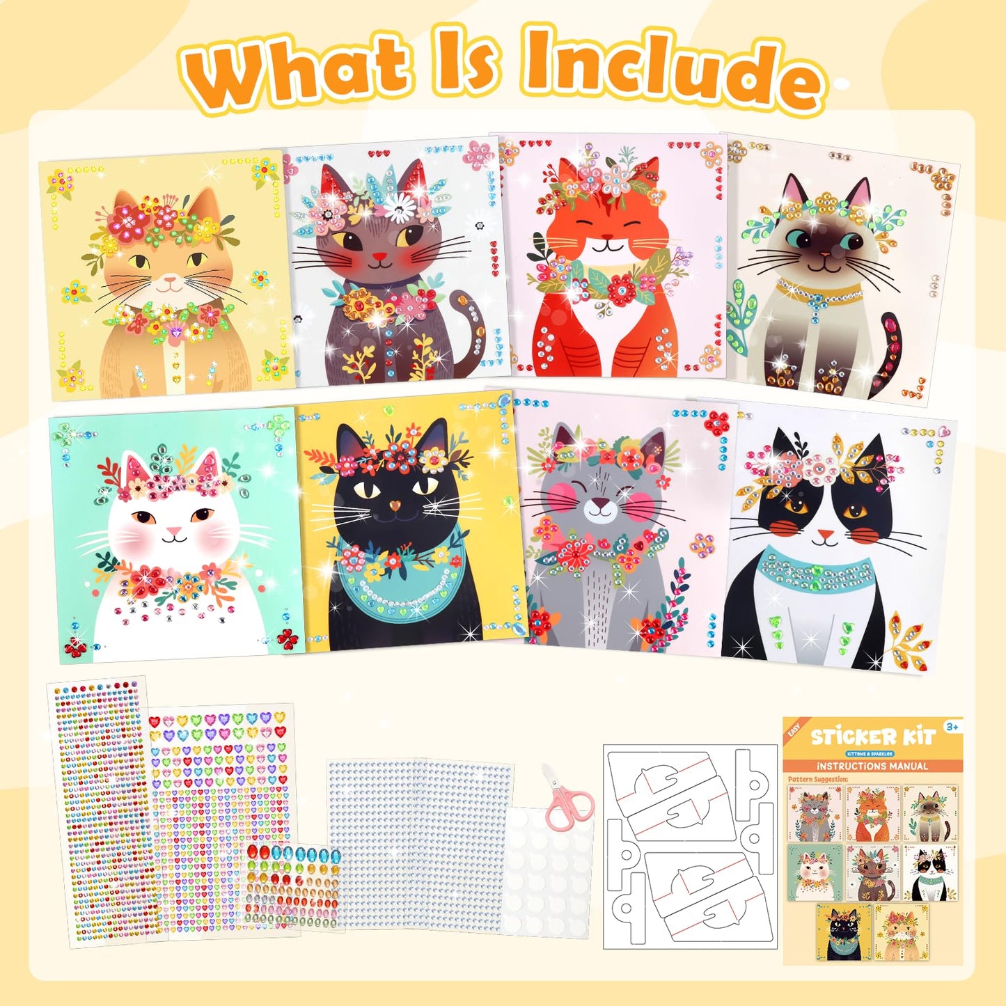 Fortand Gem Art Sticker Kit Unicorn Princess 8 Theme Diamond Art for Kids 4-12