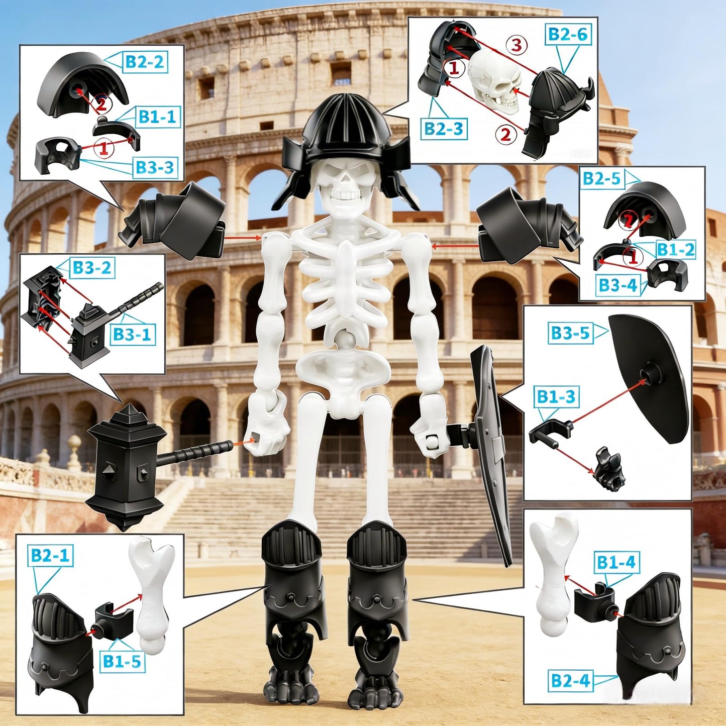 FortiTrust 6 Pack T13 Action Figure Set – Skeleton Mini Figures, Movable Joints, DIY Assembly, 3D Printed Toys
