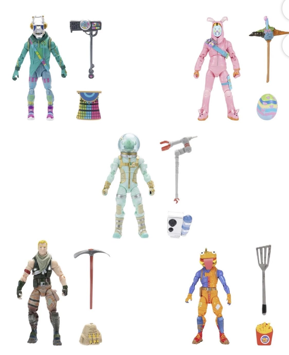Fortnite 6-Inch Action Figure 5-Pack with Virtual Items and Deep Frost Wrap – Leviathan, DJ Yonder, Jonesy, Rabbit Raider, Beef Boss