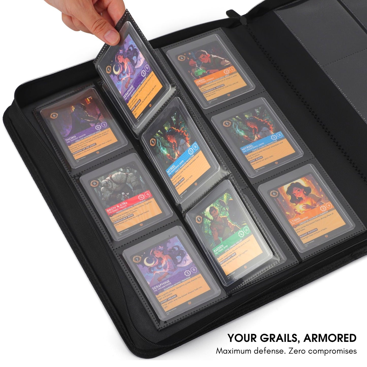 FORZAROCKET 324 Toploader Binder – 9-Pocket Zippered Ringless Album for TCG & Sports Cards | PU Leather Side-Load
