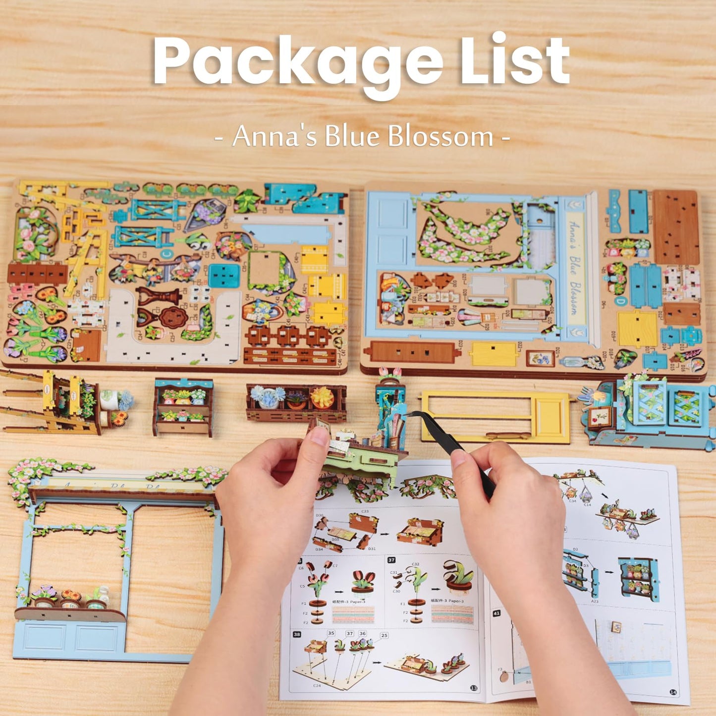 Fsolis Book Nook Kit – DIY Miniature Dollhouse & Tiny Flower Shop | Anna's Blue Blossom