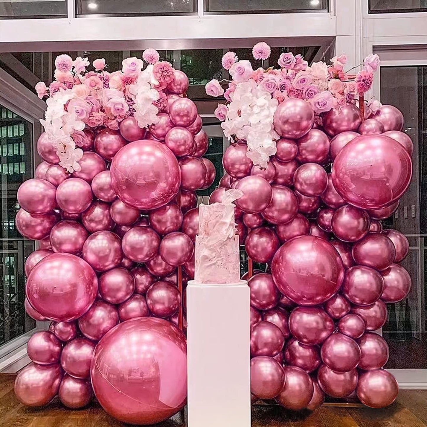 FOTIOMRG Metallic Pink Balloons 12in - 50 Pack Chrome Pink Latex Party Balloons for Birthday, Wedding & More