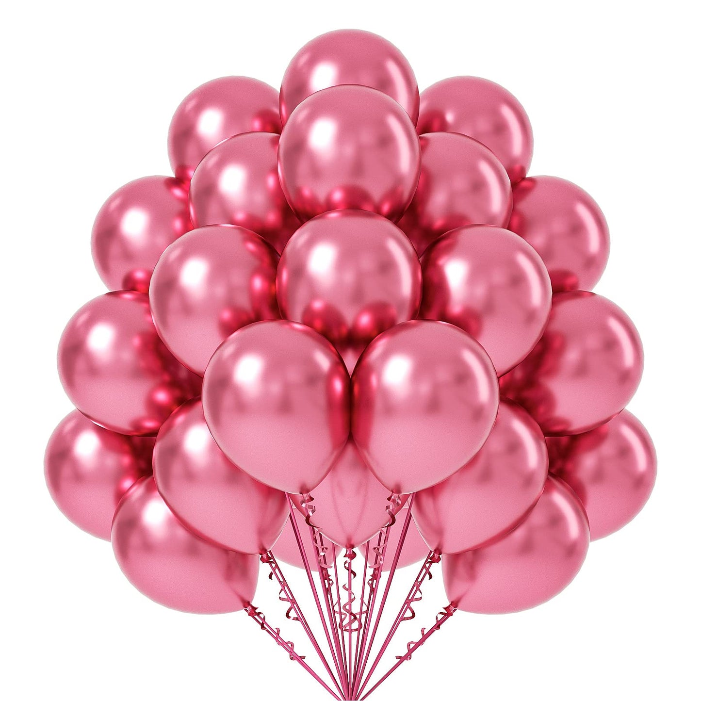 FOTIOMRG Metallic Pink Balloons 12in - 50 Pack Chrome Pink Latex Party Balloons for Birthday, Wedding & More