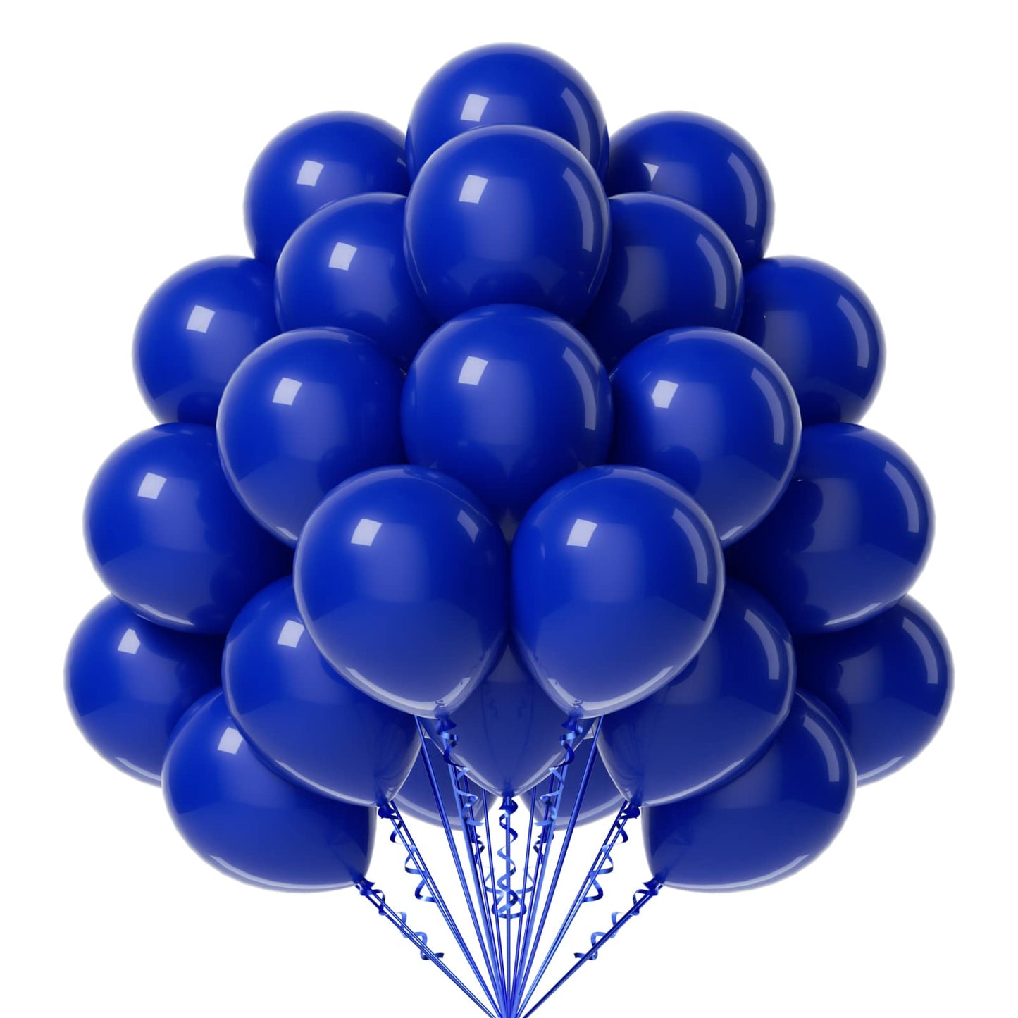 FOTIOMRG Royal Blue Balloons 12in - 50 Pack Latex Party Balloons with Blue Ribbon