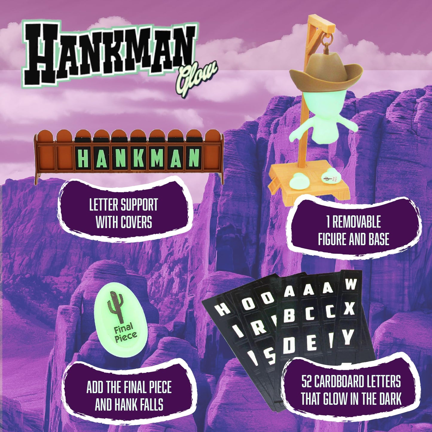 Fotorama Hankman Glow Magnetic Hangman Game – Glow in the Dark Travel Toy