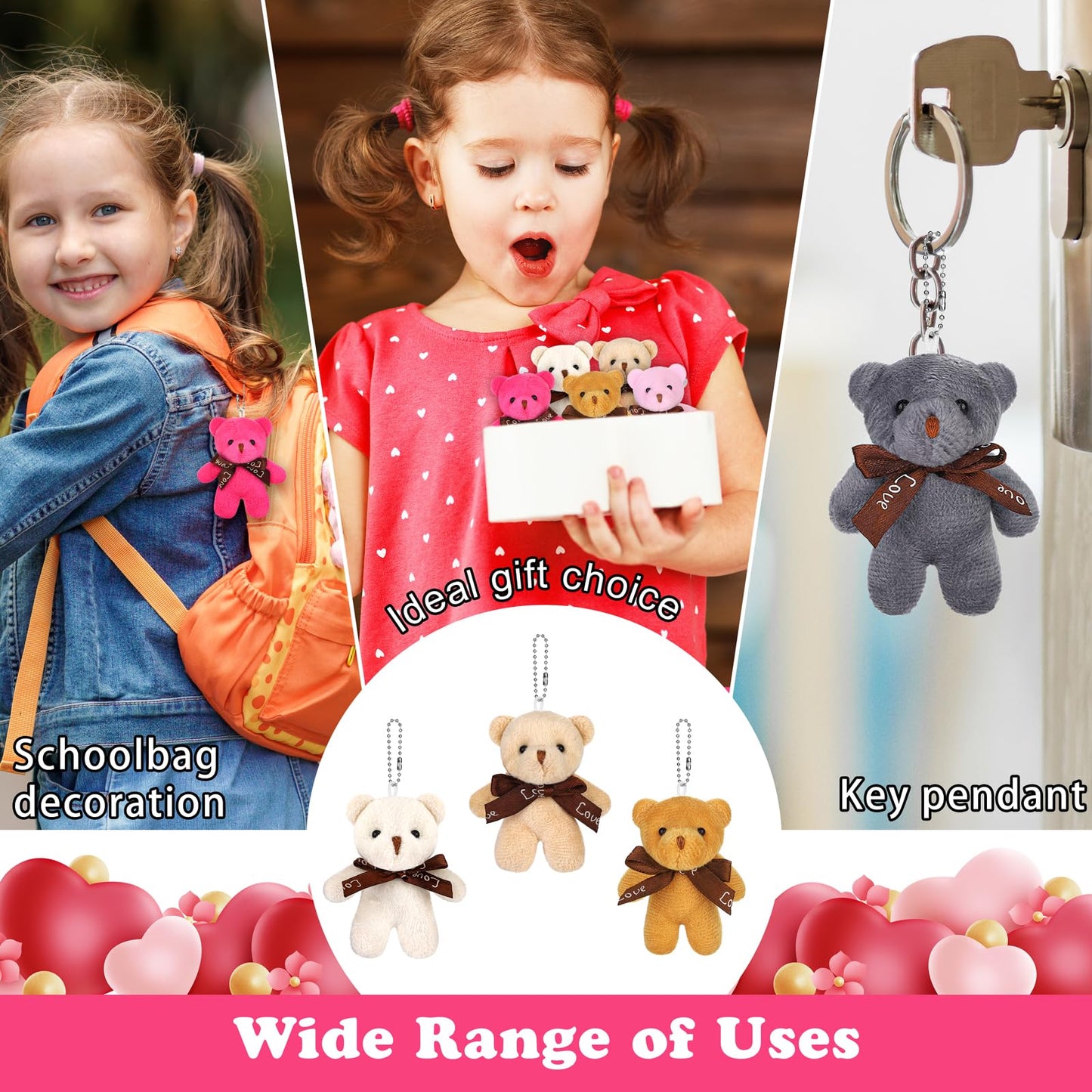 Fovths 32-Pack Valentine Bears with Heart Cards – Plush Teddy Gifts & Party Favors