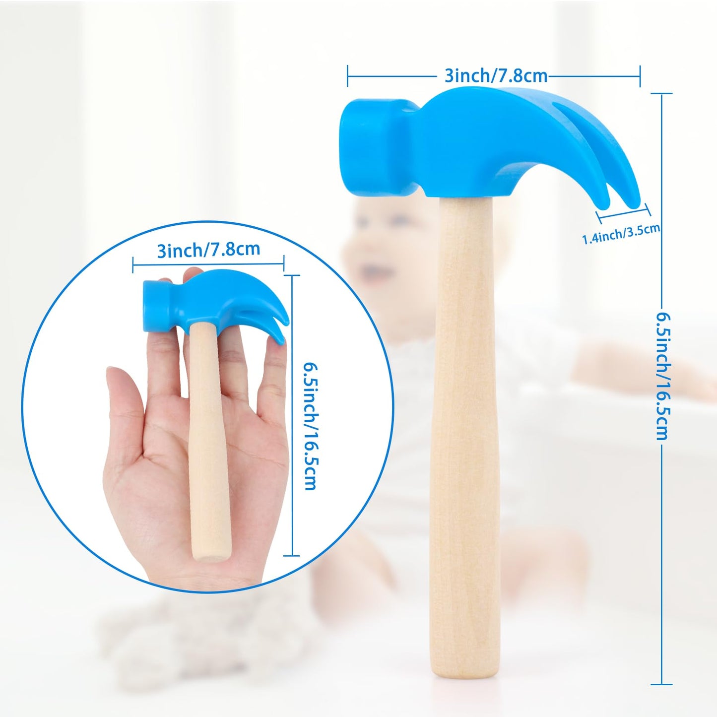 Fowecelt Wooden Hammer Toys – Educational, Safe & Durable (Blue)