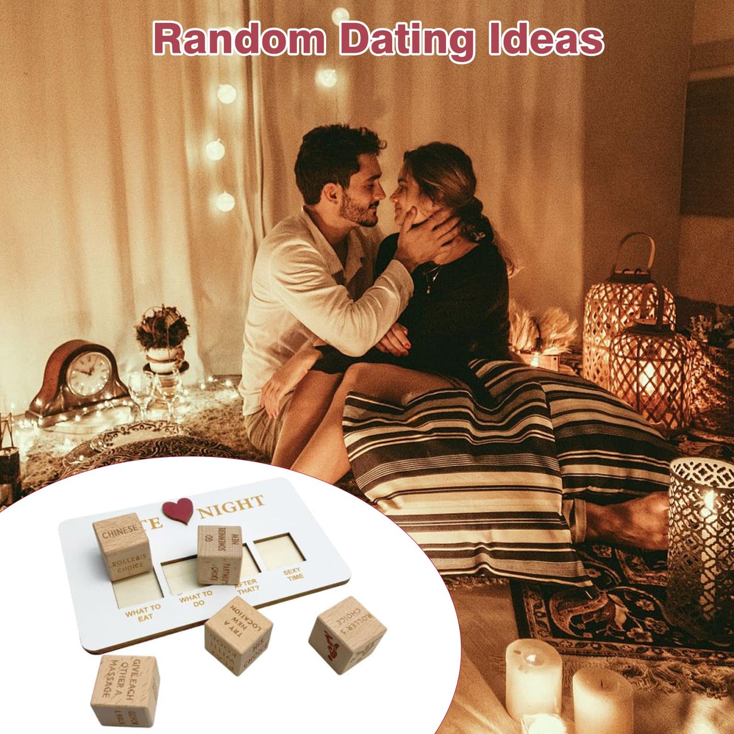 FOWSEEK Date Night Dice – Portable Wooden Couple’s Idea Dice for Romantic Nights