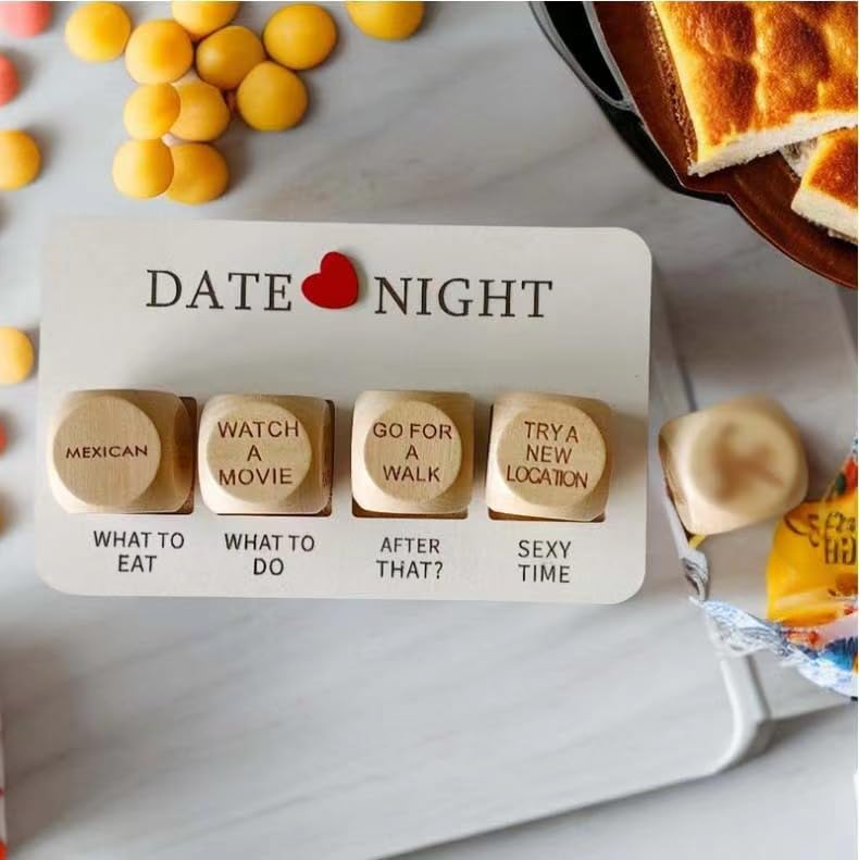 FOWSEEK Date Night Dice — Portable Wooden Couple's Game for Romantic Nights (Valentine's, Anniversary, Birthday Gift)