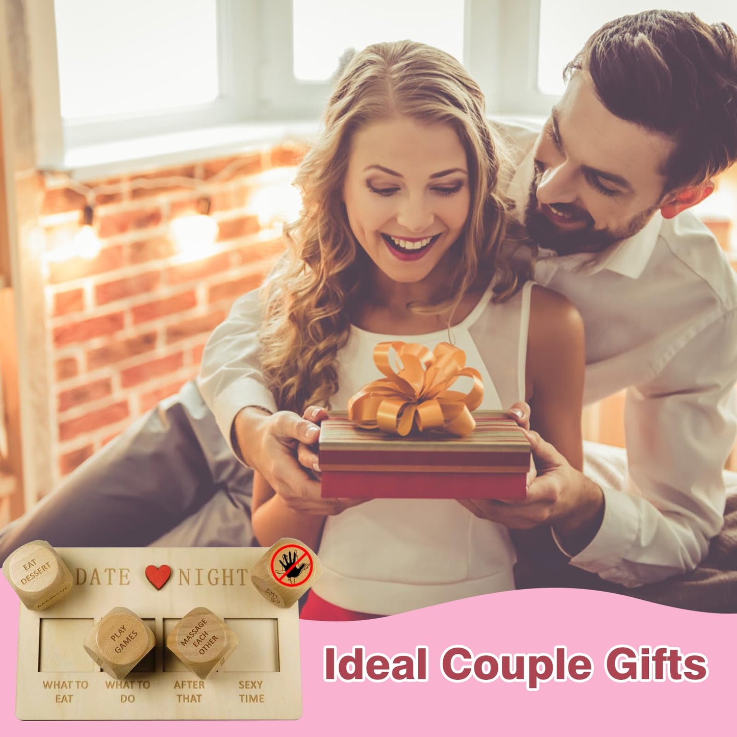 FOWSEEK Date Night Dice — Portable Wooden Couple's Game for Romantic Nights (Valentine's, Anniversary, Birthday Gift)