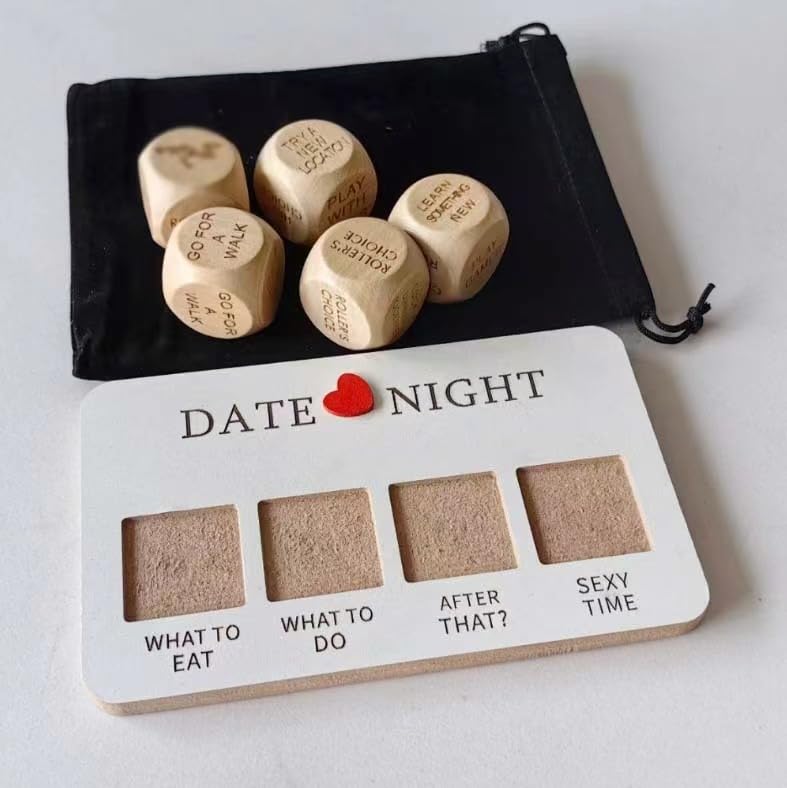 FOWSEEK Date Night Dice — Portable Wooden Couple's Game for Romantic Nights (Valentine's, Anniversary, Birthday Gift)