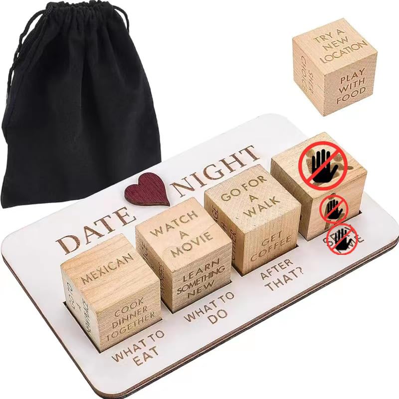 FOWSEEK Date Night Dice – Portable Wooden Couple’s Idea Dice for Romantic Nights