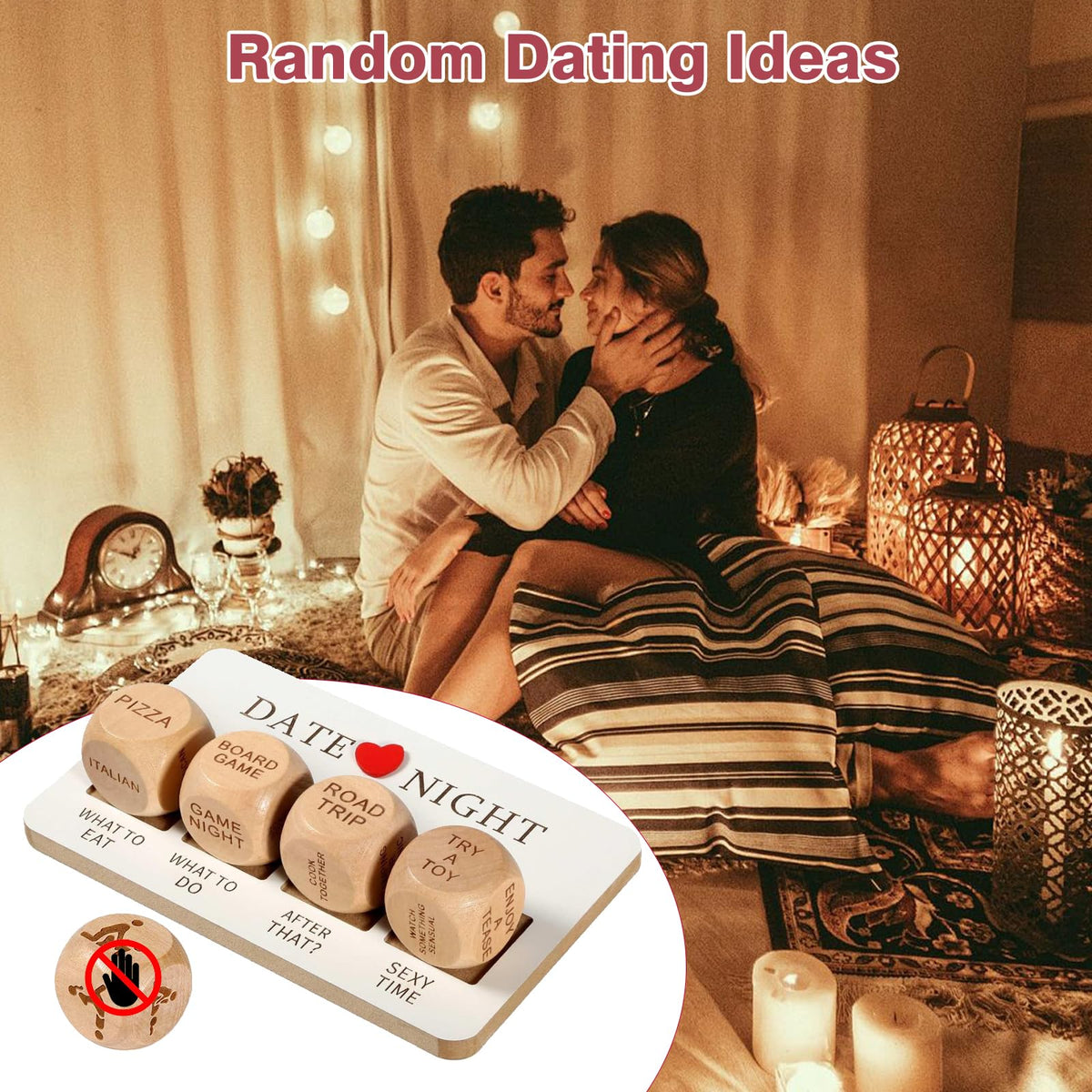 FOWSEEK Date Night Dice — Portable Wooden Couple's Game for Romantic Nights (Valentine's, Anniversary, Birthday Gift)