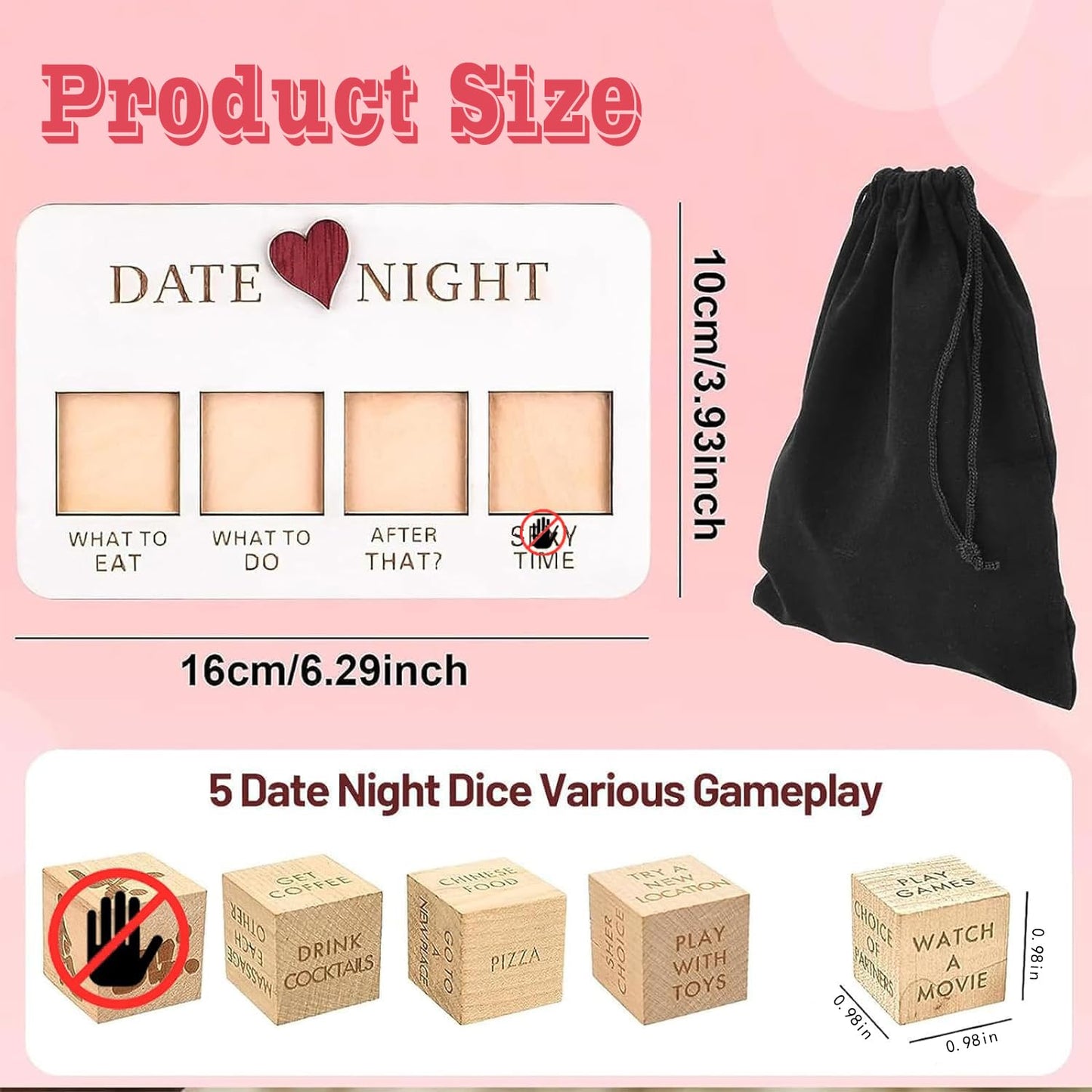 FOWSEEK Date Night Dice – Portable Wooden Couple’s Idea Dice for Romantic Nights