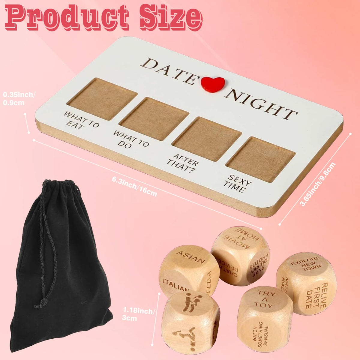 FOWSEEK Date Night Dice — Portable Wooden Couple's Game for Romantic Nights (Valentine's, Anniversary, Birthday Gift)