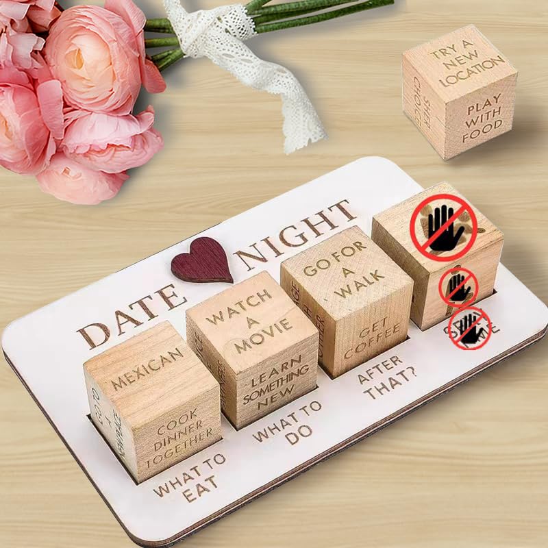 FOWSEEK Date Night Dice – Portable Wooden Couple’s Idea Dice for Romantic Nights