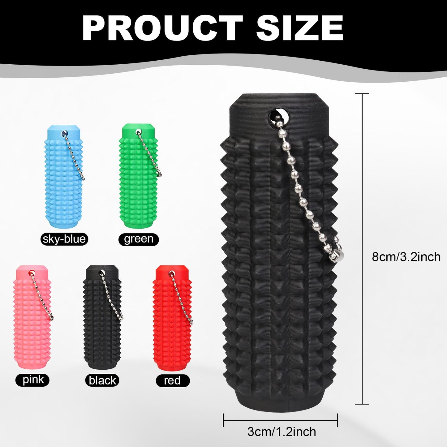 FOWSRHRG Little Ouchies Spiky Fidget — Portable Anxiety Relief Keychain Toy, Silent, Black