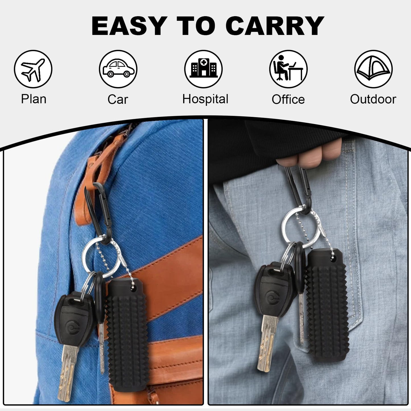 FOWSRHRG Little Ouchies Spiky Fidget — Portable Anxiety Relief Keychain Toy, Silent, Black