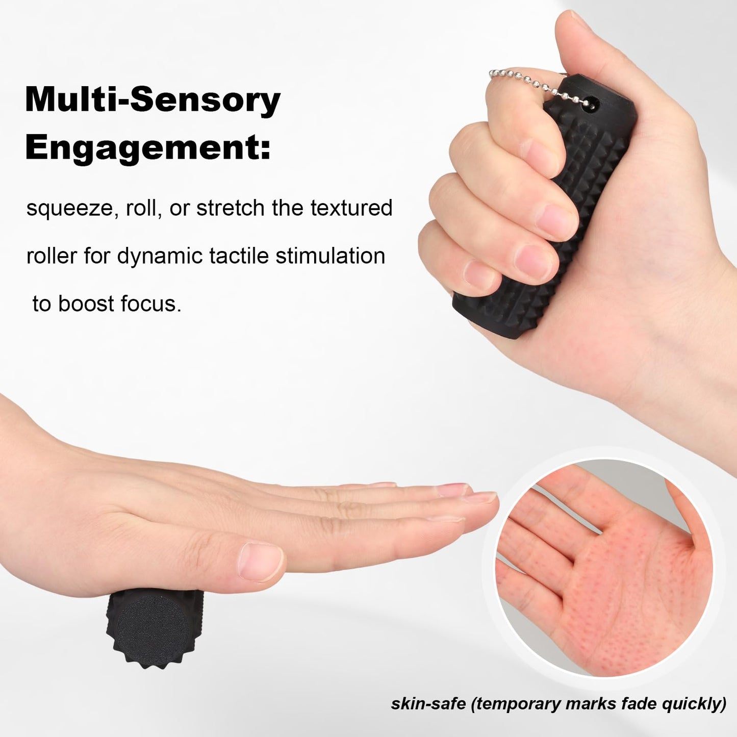 FOWSRHRG Little Ouchies Spiky Fidget — Portable Anxiety Relief Keychain Toy, Silent, Black