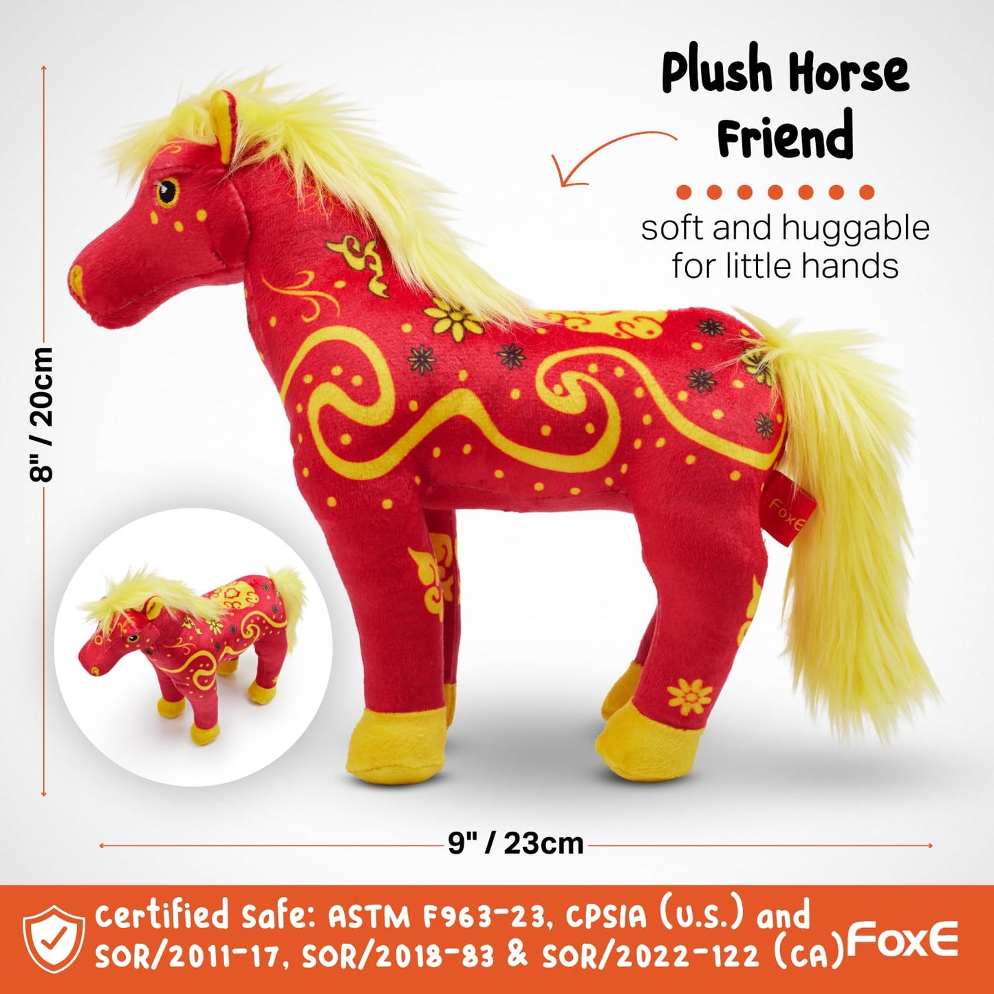 FoxE Year of the Horse Plush 2026 with Lucky Money Envelope | CNY Zodiac Gift