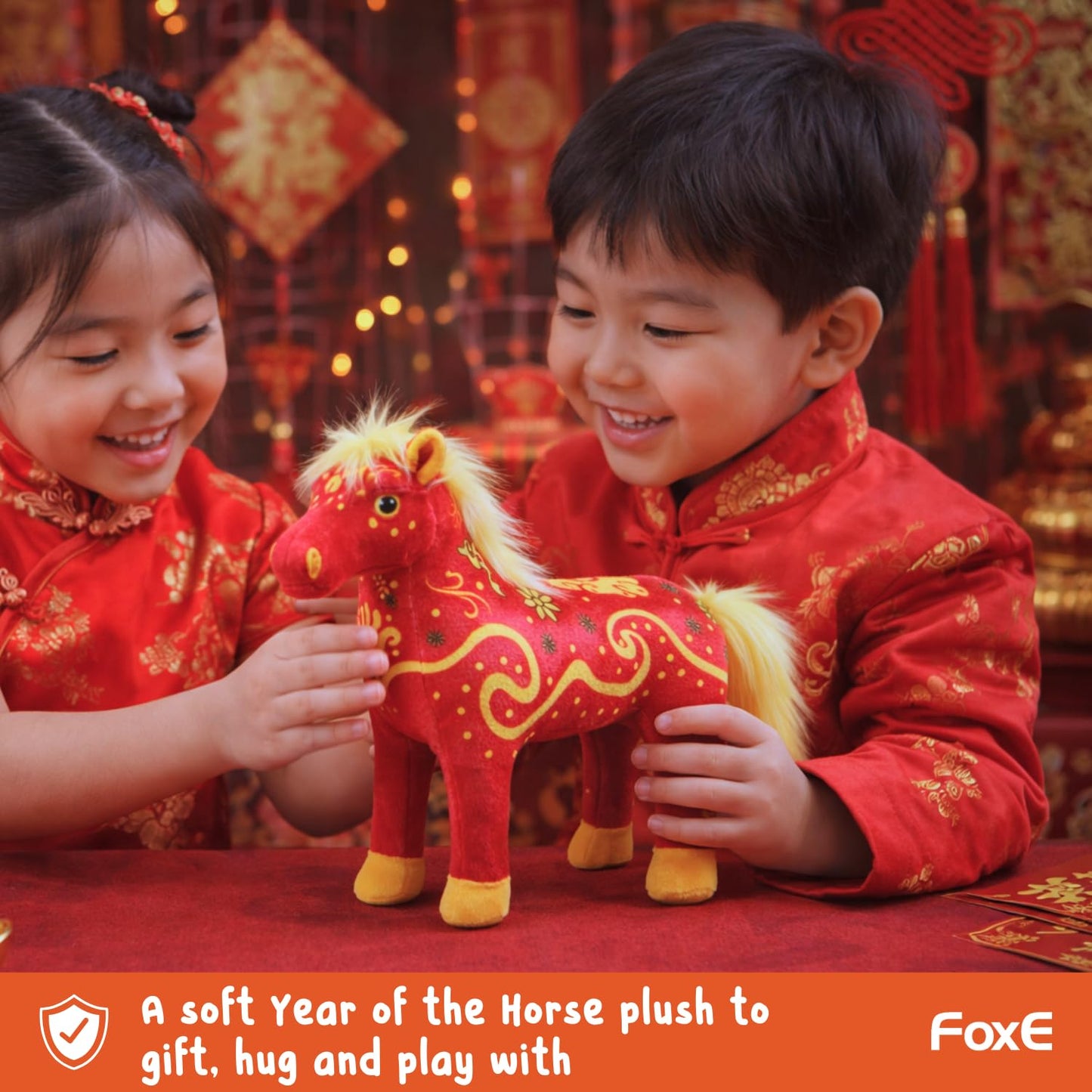 FoxE Year of the Horse Plush 2026 with Lucky Money Envelope | CNY Zodiac Gift